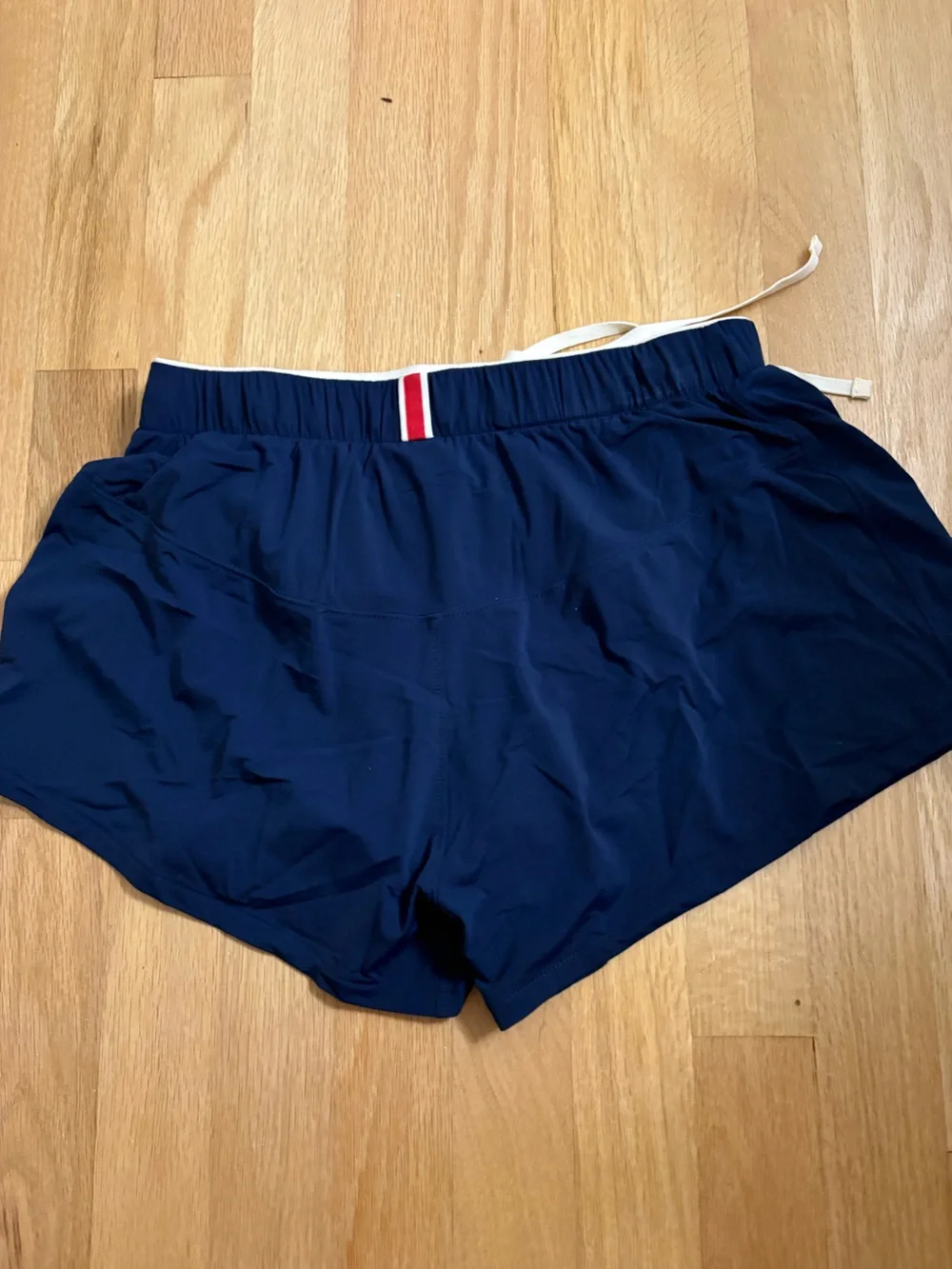 Tracksmith Navy Running Shorts with White Drawstring